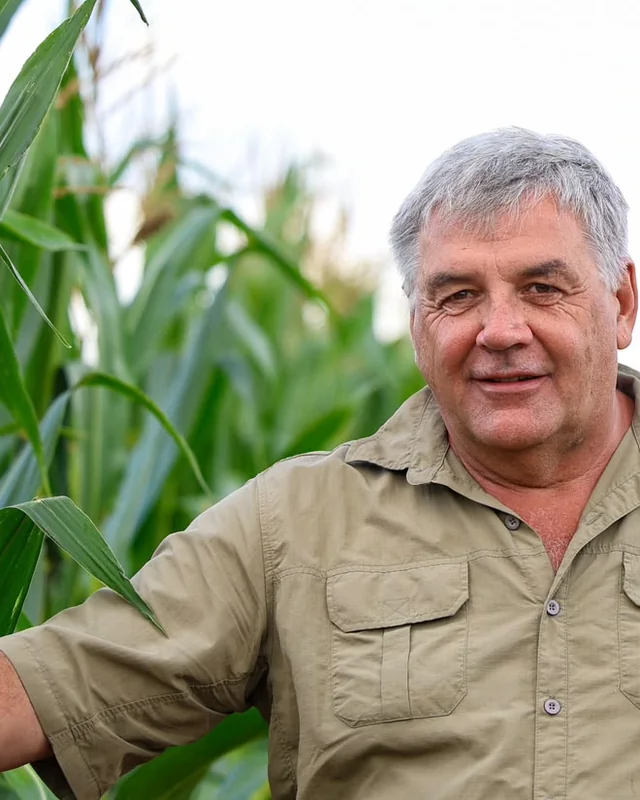 Rikus Kloppers, crop disease specialist, in a maize field